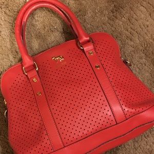 Emma Fox Waterbury Red Perforated Handbag
